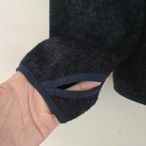 London Fog Women's Size Large Jacket Blue Puffer Sweater Down Thumbholes - Picture 7 of 13